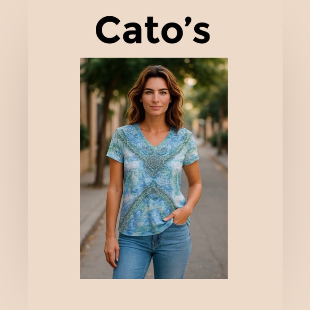 Cato Women’s Multicolor Short Sleeve Top Size XL